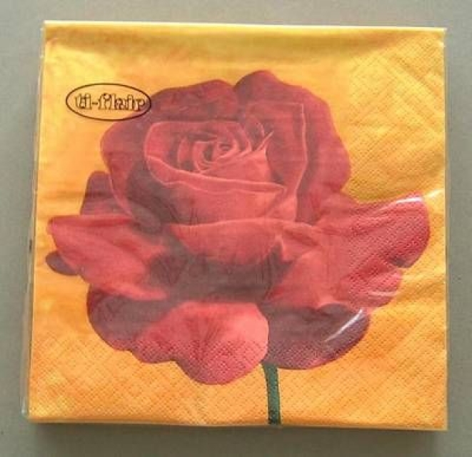 Serviette Rosenblüte rot je Stück