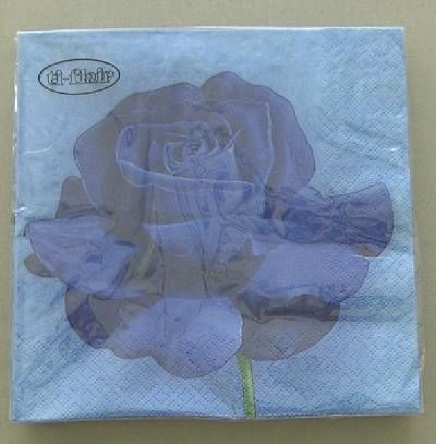 Serviette Rosenblüte blau je Stück
