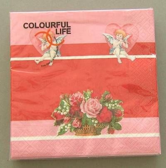 Serviette Romantik rot je Stück