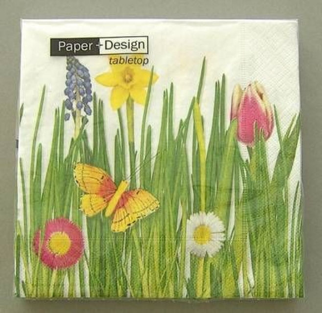 Serviette Frühlingswiese bunt je Stück