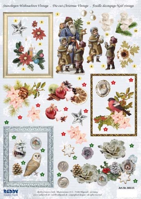 Reddy Cards 3D Stanzbogen Christmas Vintage 3
