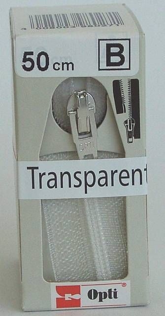 OPTI Reissverschluß nicht teilbar transparent 50 cm lang