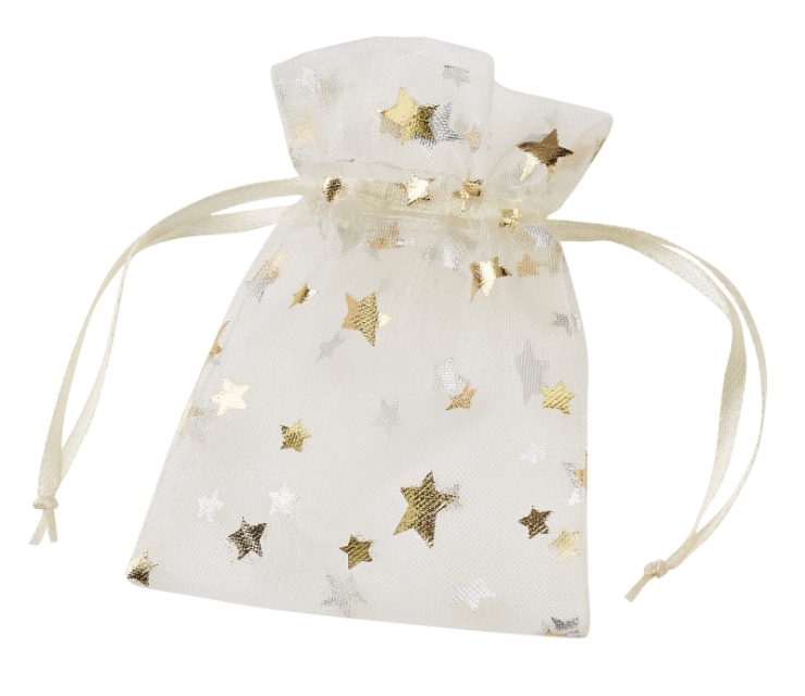 Organzasäckchen Sterne 10 x 7 cm creme