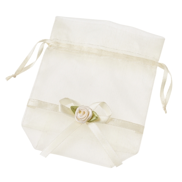 Organzasäckchen mit Boden 12 x 10 cm Rose creme
