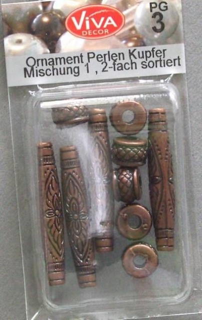VIVA Decor Ornament Perlen Stäbchen und Rondell kupfer