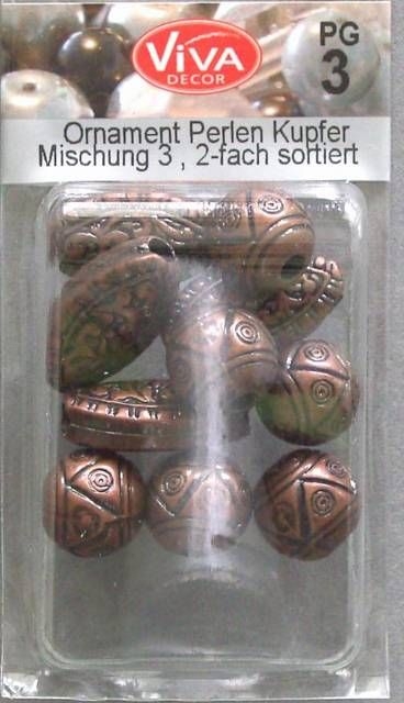VIVA Decor Ornament Perlen Rhomben und Kugeln kupfer