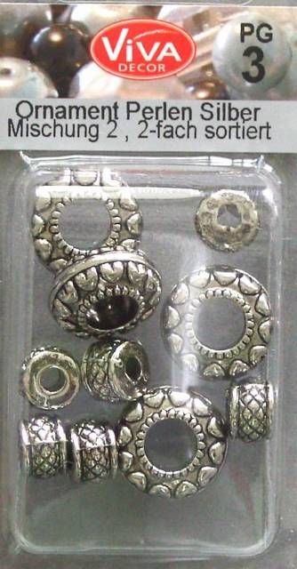 VIVA Decor Ornament Perlen Rondelle silber
