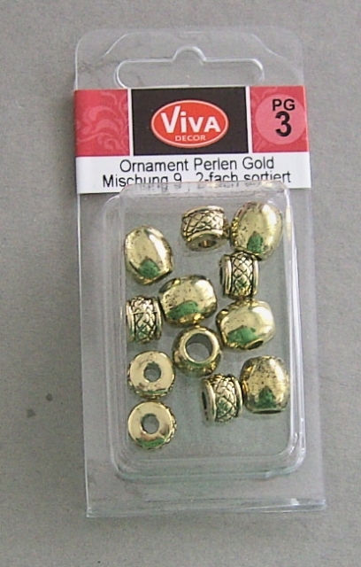 VIVA Decor Ornament Perlen Olive und Rondell gold
