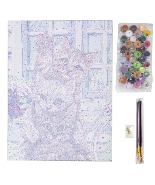 Craft Buddy PBN-3040-26 Painting by Numbers Framed Kit Malen nach Zahlen Hi Kittens