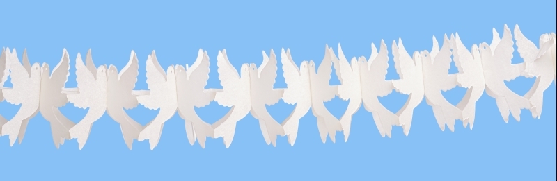 Papiergirlande Taubenpaar creme