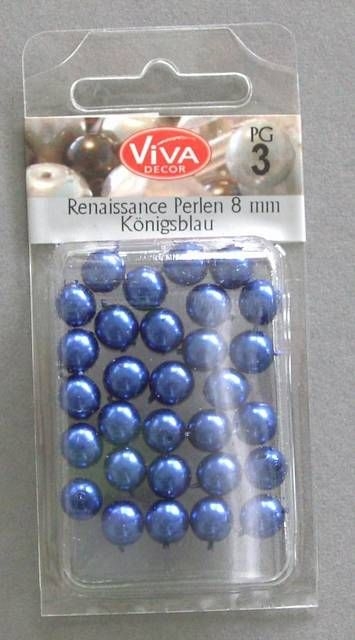 Renaissance Perlen 8 mm Durchmesser 30 Stück königsblau