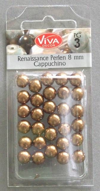 Renaissance Perlen 8 mm Durchmesser 30 Stück cappucchino