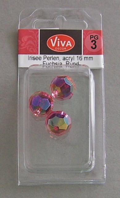 VIVA Decor Irisée Perlen acryl 16 mm rund Fuchsia