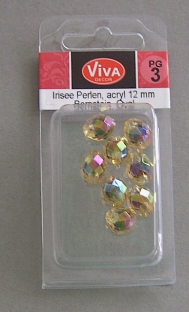 VIVA Decor Irisée Perlen acryl 12 mm Oval, Bernstein