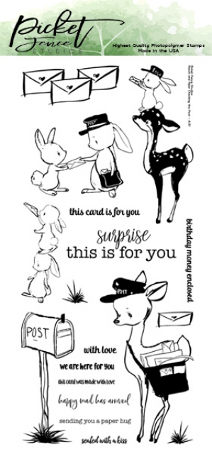 Picket Fence Studios Clear Stamps Peach and Piper Checking the Post