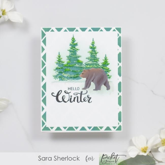 Picket Fence Studios Winter Forest Scenery 4 x 10 Inch Stencil