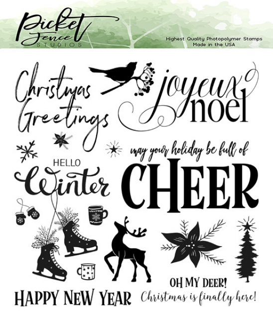 Picket Fence Studios Clear Stamps Transparente Stempel 6 x 6 inch Joyeux Noel