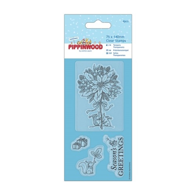 Pippinwood Christmas Mini Clear Stamp Poinsetta