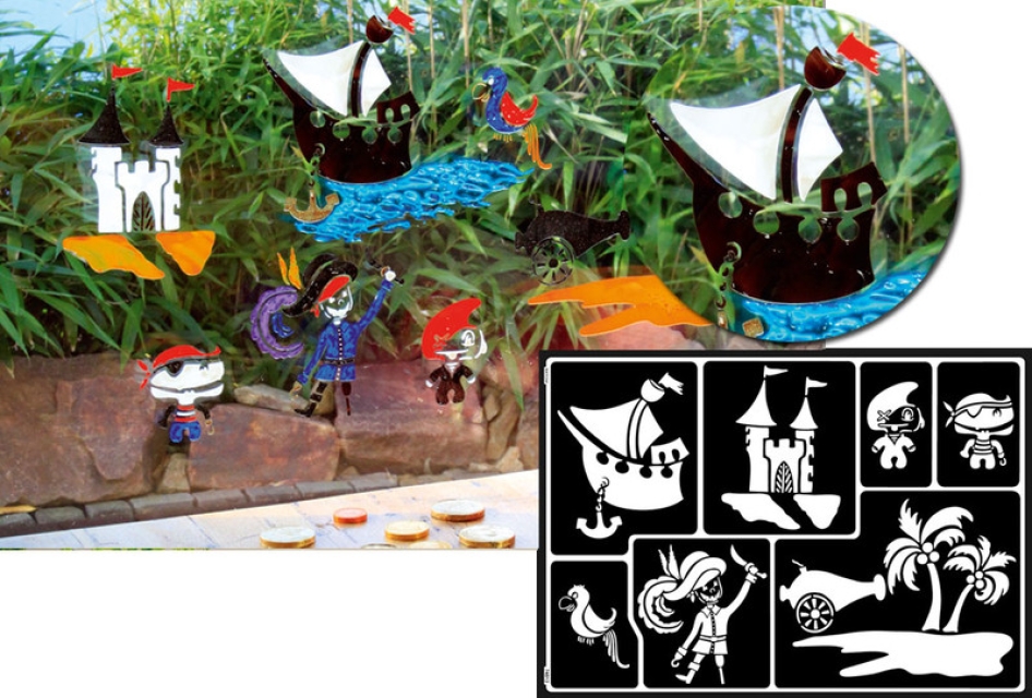 Home Design Window Style Schablone Piraten A3