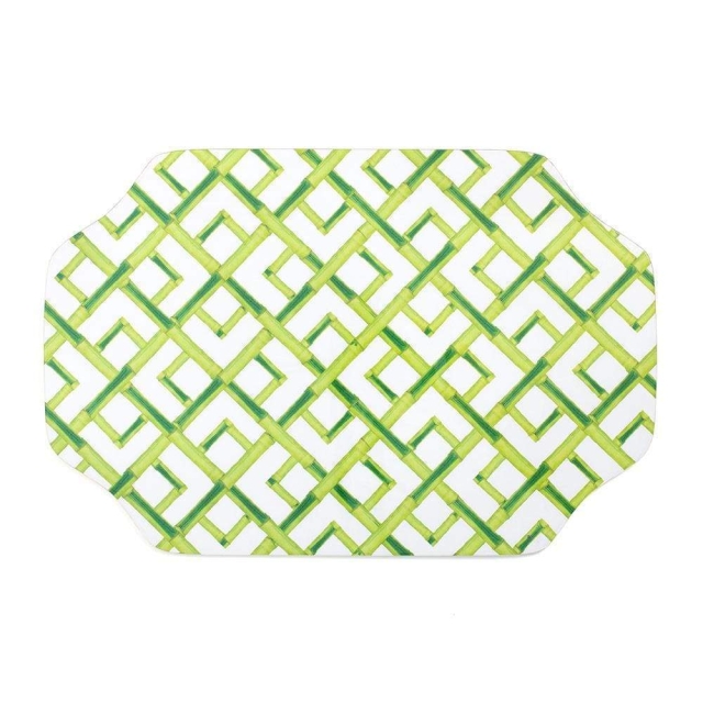 Caspari Bamboo Chippendale Lacqeur Placemat in White