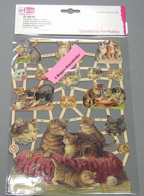 Poesiebild 24 x 17 cm Katzen und Kissen