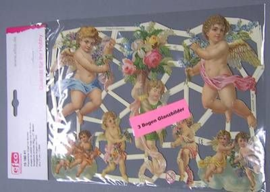 Poesiebild 24 x 17 cm Engel mit Blumen