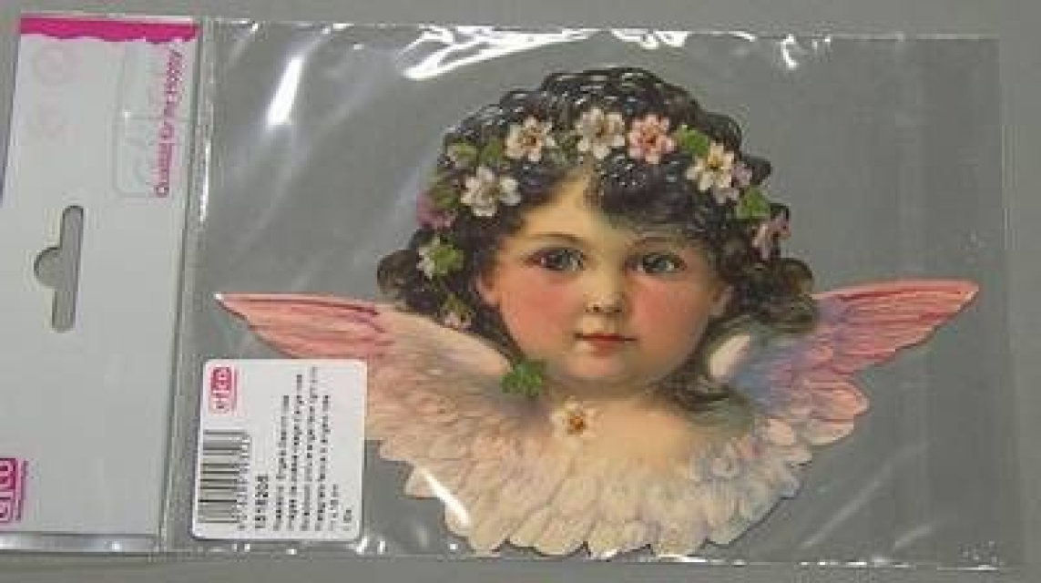 Poesiebild 11 x 16 cm Engels-Gesicht rosa