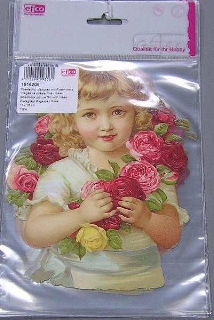 Poesiebild 11 x 16 cm Mädchen mit Rosenkranz
