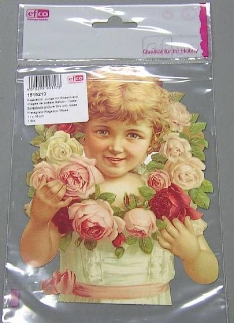 Poesiebild 11 x 16 cm Junge mit Rosenkranz