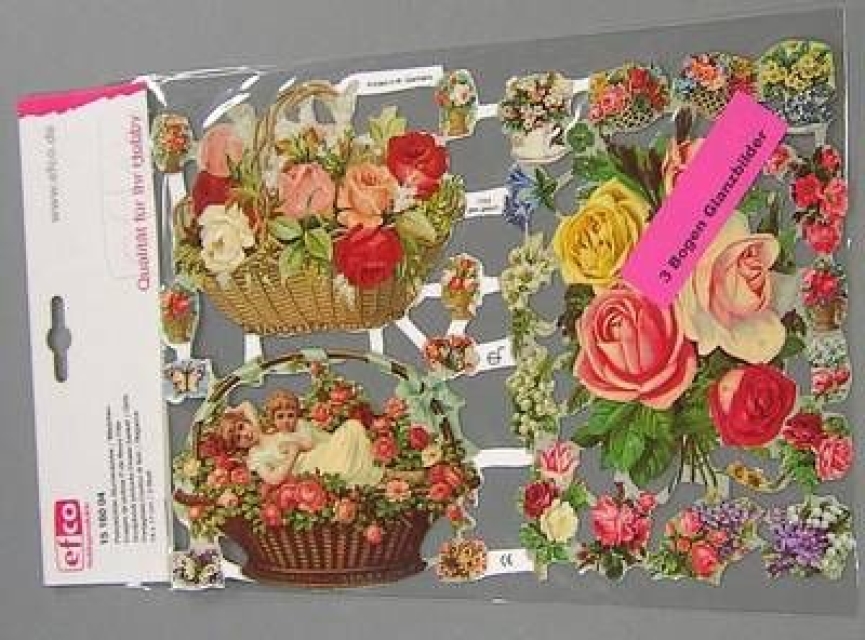 Poesiebild 24 x 17 cm Blumenkörbe Mädchen