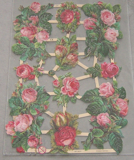 Poesiebild 24 x 17 cm Rosen Jugendtraum Glimmer silber