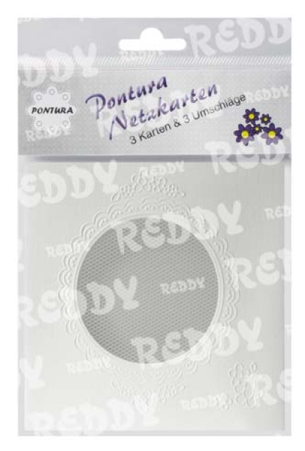 Pontura Netzkarten quadratisch 13 x 13 cm Runder Ausschnitt mit Blumen