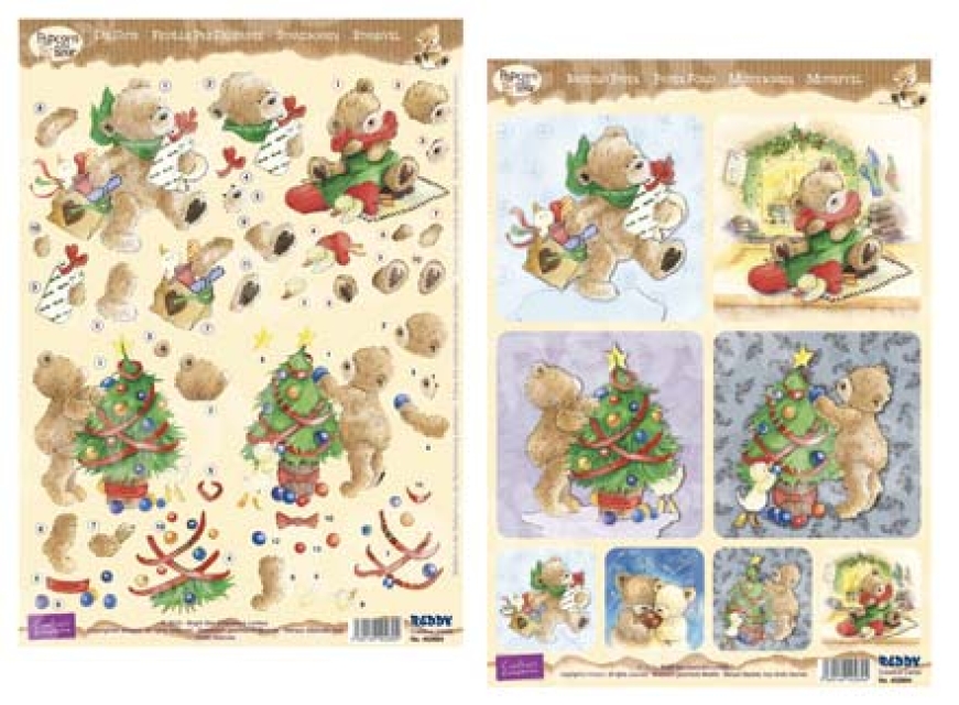 Reddy Cards "Popcorn the Bear" Christmas 3D Stanzbogen Set 6
