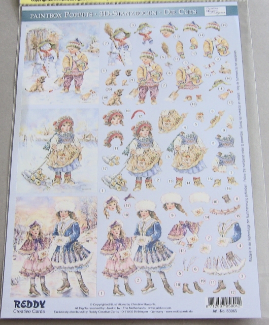 Reddy 3D Stanzbogen Paintbox Poppets Junge im Schnee, Schlittschuhlaufen