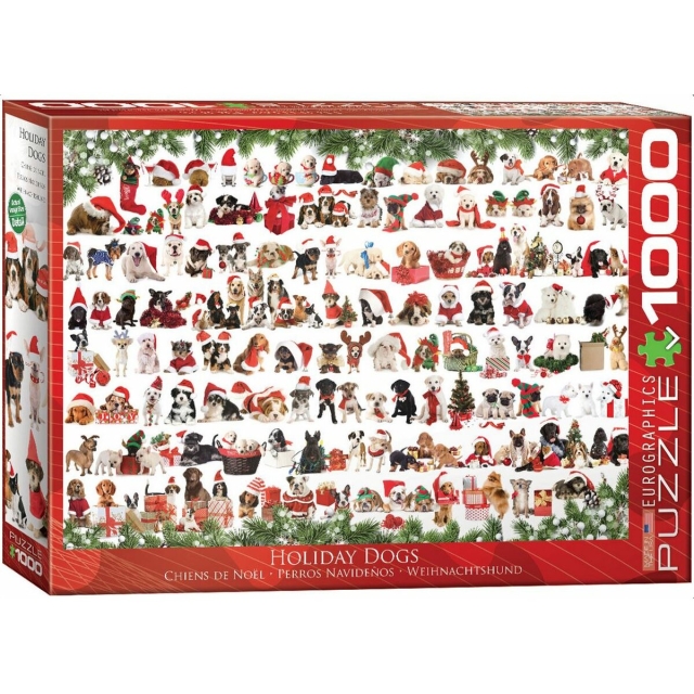 Eurographics Puzzle mit 1000 Teilen Holiday Dogs Weihnachtshunde