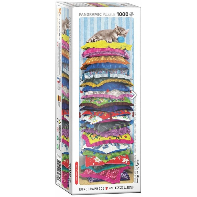 Puzzle mit 1000 Teilen Panorama Fluffy Kitty on Pillows