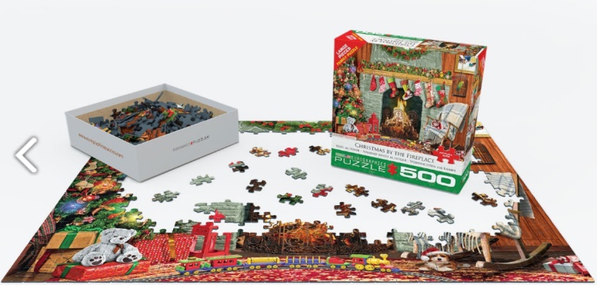 Eurographics Puzzle mit 500 Teilen Christmas by the Fireplace von Paul Normand