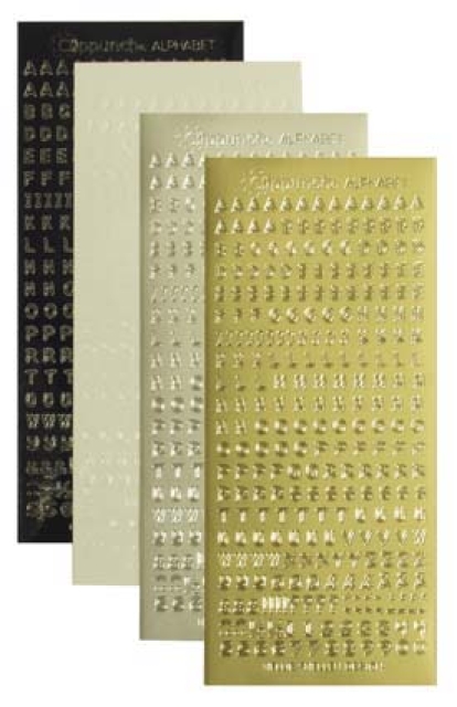 Nellie Snellen Stickerbogen mit Buchstaben und Zahlen gold