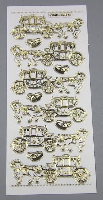 MD Sticker transparent gold Hochzeitskutsche