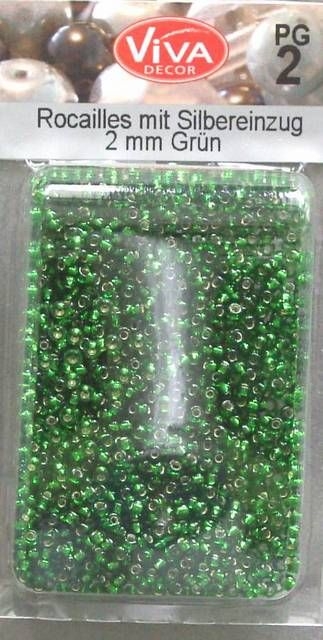 VIVA Rocailles Perlen mit Silbereinzug 2 mm 17 Gr grün
