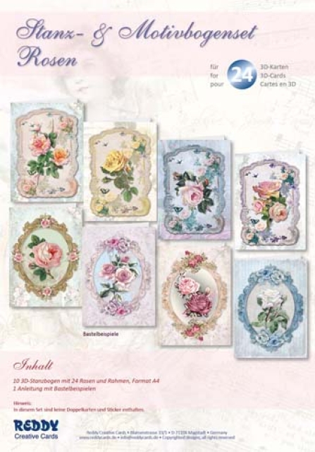 Reddy Cards Stanzbogenset Rosenkarten