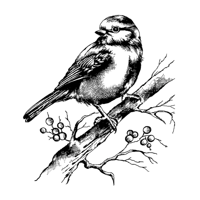 Crafty Individuals Unmounted Rubber Stamps Bluebird and Branch with Berries