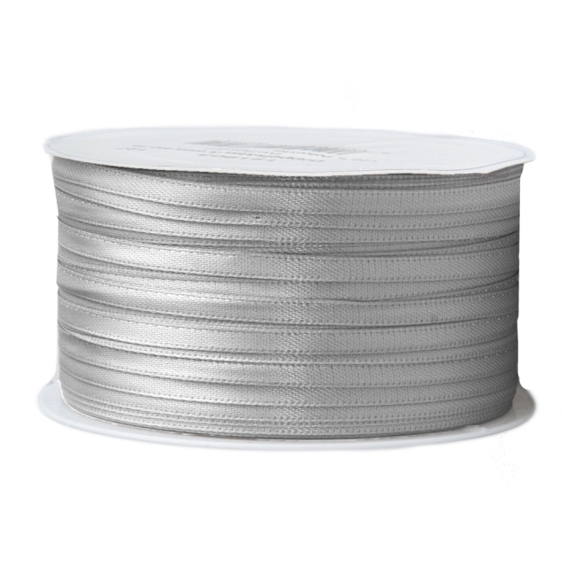 Doppelsatinband pro Meter 3 mm breit silbergrau