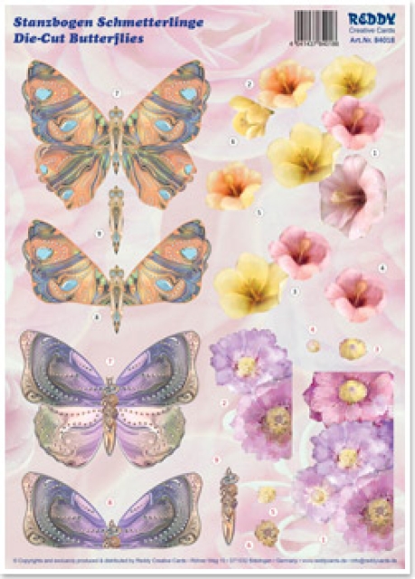 Reddy 3D Stanzbogen Schmetterling, orange, lila