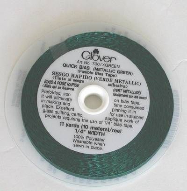 CLOVER Aufbügelbares / Schnelles Schrägband 6 mm grün metall