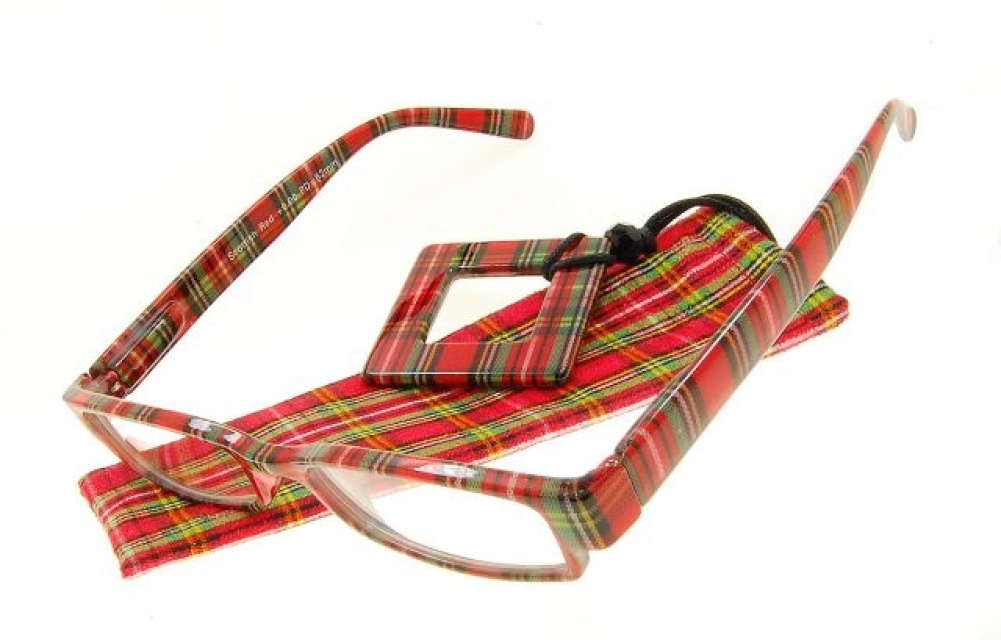 Augenstolz Brillenkette zu Fertiglesebrille Scottish Red (rot grün)