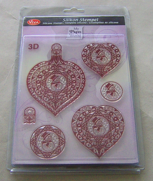 VIVA Decor Transparente 3D Silikon-Stempel "3D Weihnachtskugel Schneemann"