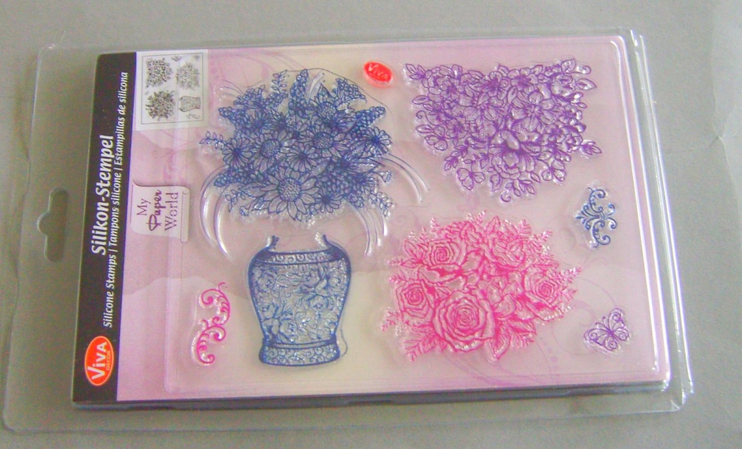 VIVA Decor Transparente Silikon-Stempel "Kombistempel Blumenvase"
