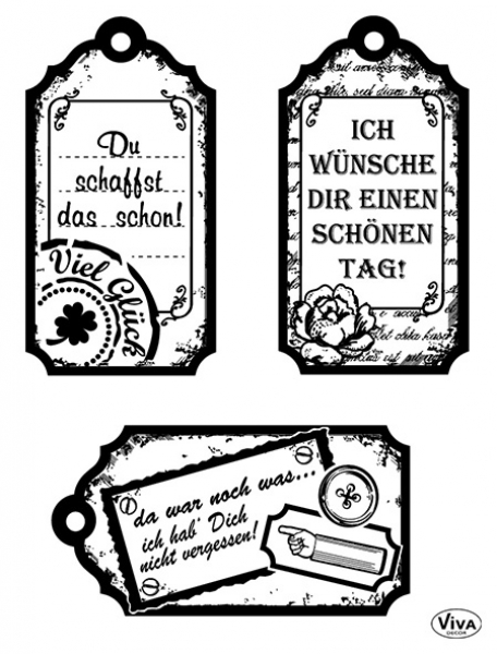 VIVA Decor Transparente Silikon-Stempel Glückwunsch-Tags I
