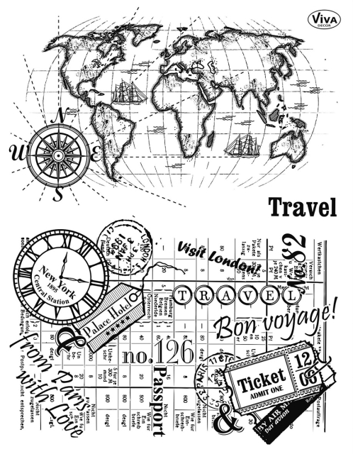 VIVA Decor Transparente Silikon-Stempel Travel
